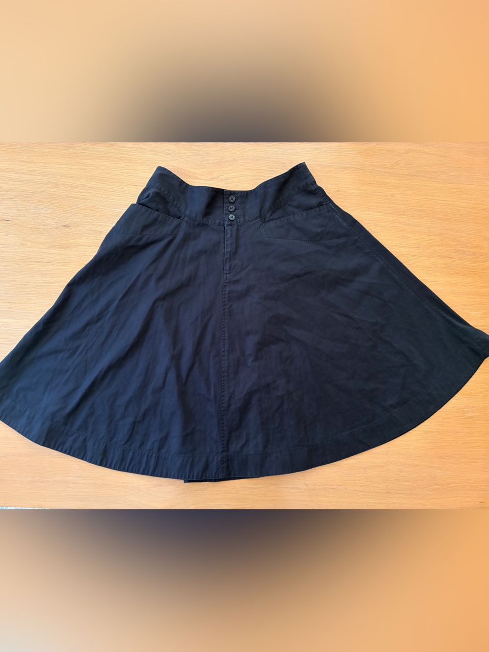 Lauren Ralph Lauren-Black Cotton-A-Line-Circle-Skirt-Size 8